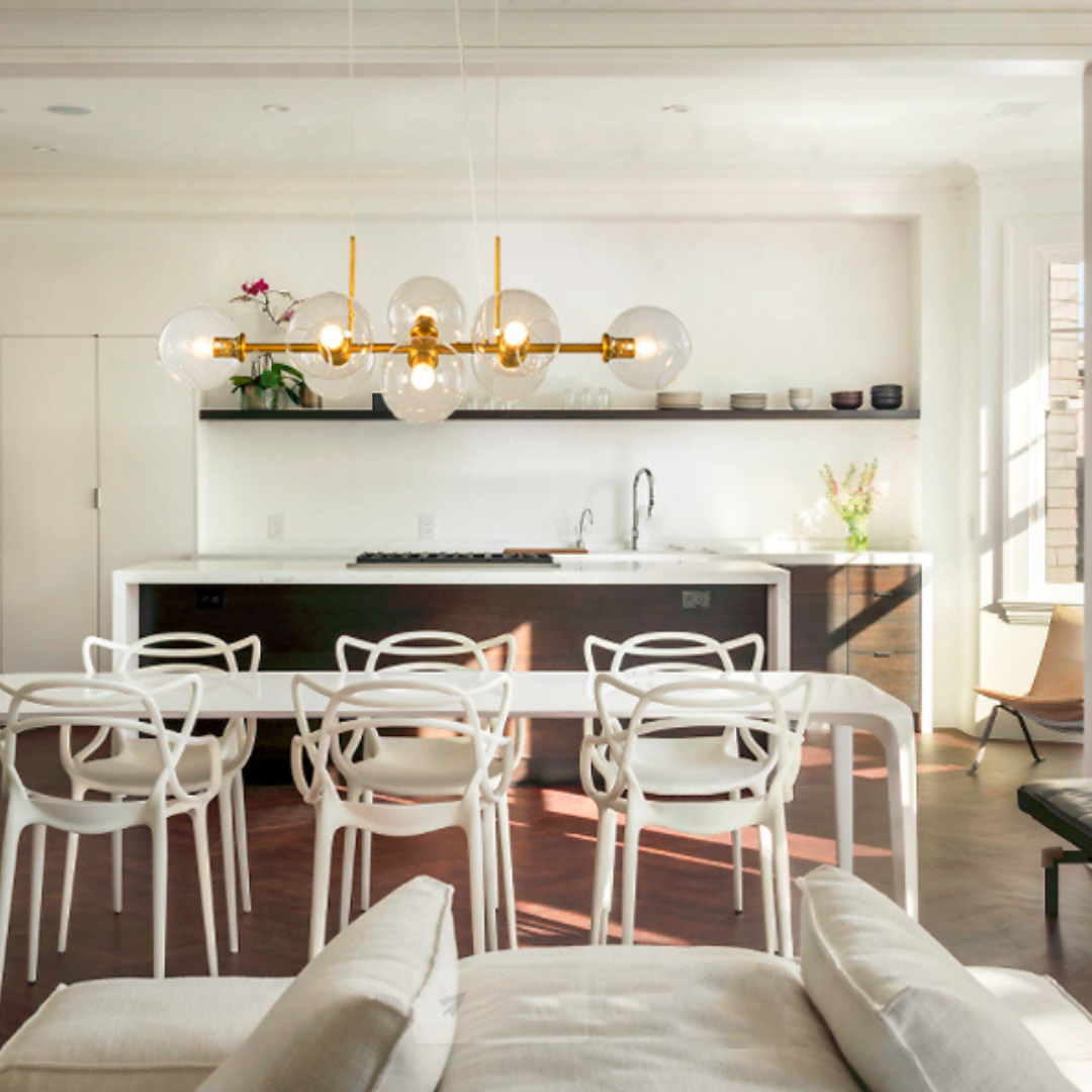 Nemsk | Aurelia Gull Glass Pendellampe Med Elegante Glasskupler For Spisebord