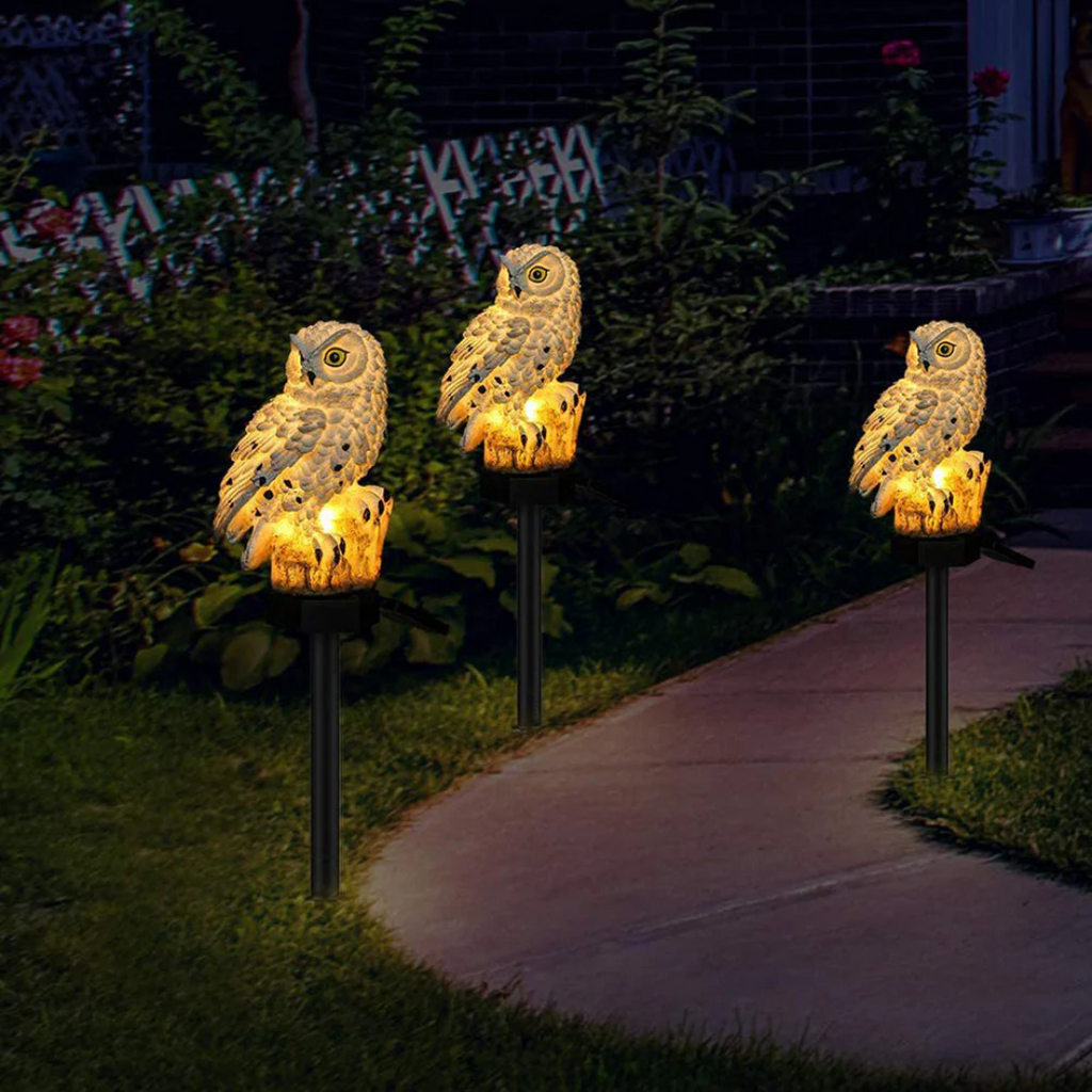 Nemsk | LumaNest Owl Solar Garden Lamp for Outdoor Ambience and Pathways