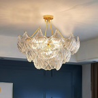 Nemsk | Lunera | Shell Glass & Metal Chandelier With Oval Shades
