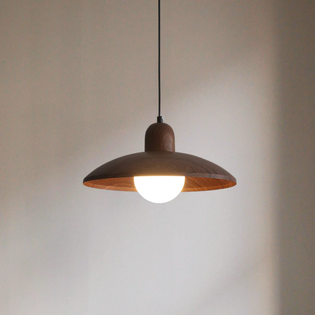 Nemsk | NovaLoom Walnut Wood Pendant Light In WabiSabi Style For Living Rooms