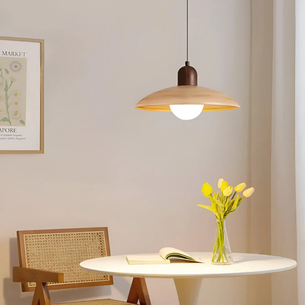 Nemsk | NovaLoom Walnut Wood Pendant Light In WabiSabi Style For Living Rooms