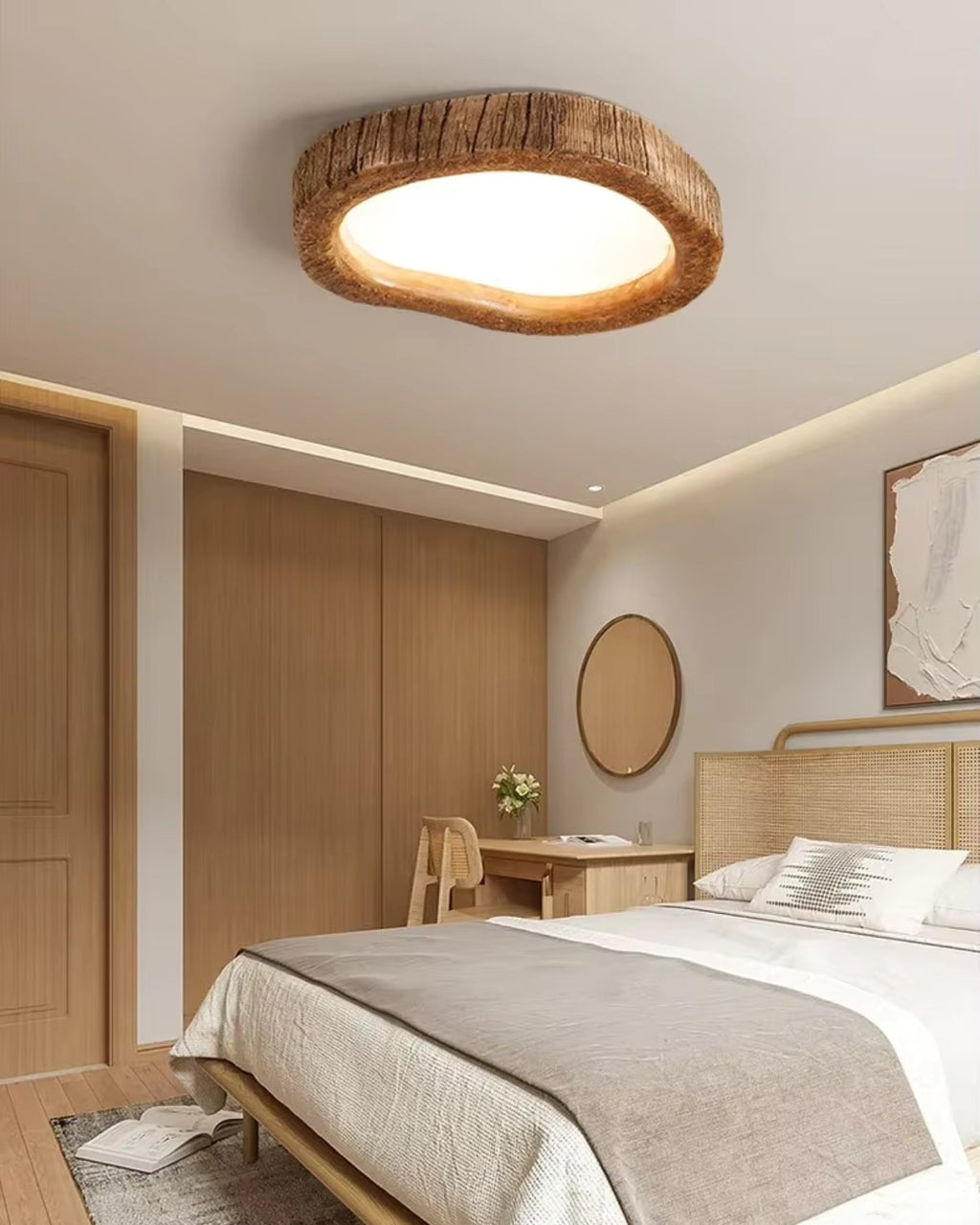 Nemsk | Solara Oak Ceiling Light With Warm Minimal Glow And Wooden Housing