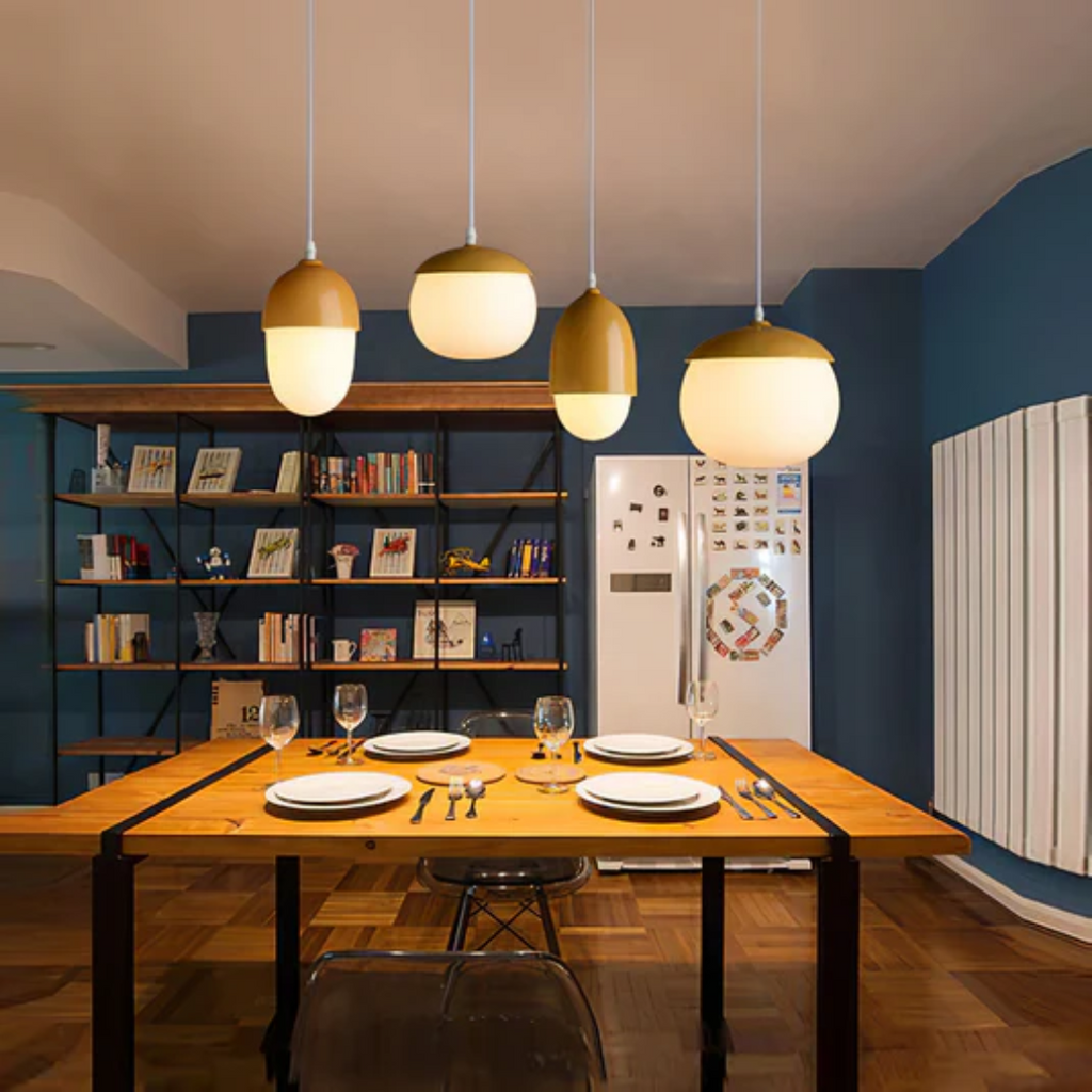 Nemsk | Håndlaget LumaVale Valnøtt Kunst Pendellampe for Spisebord