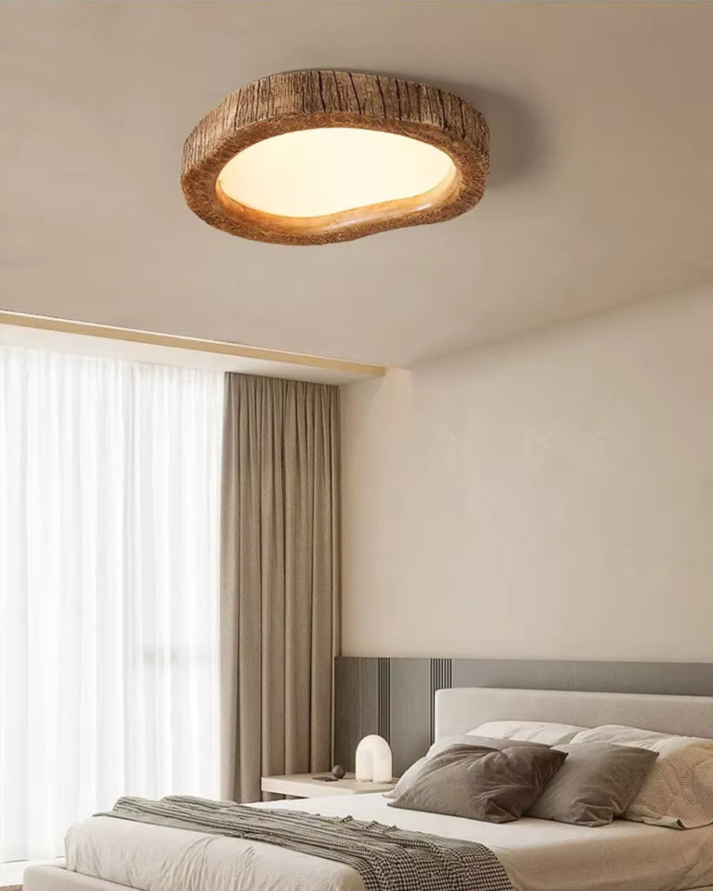 Nemsk | Solara Oak Ceiling Light With Warm Minimal Glow And Wooden Housing