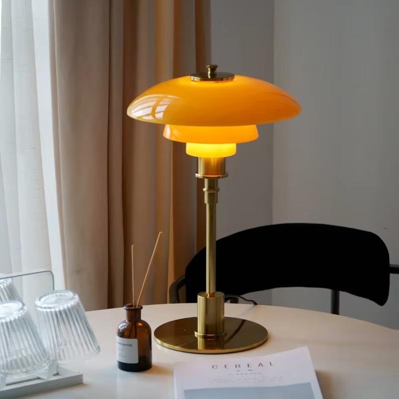 Lyra Nordic Glass Table Lamp With Retro Mouth Blown Shade
