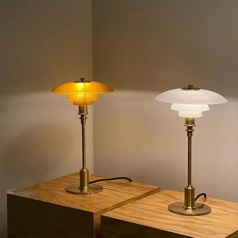 Lyra Nordic Glass Table Lamp With Retro Mouth Blown Shade
