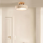 Aurelia Travertine Round LED Ceiling Light with Warm Glow