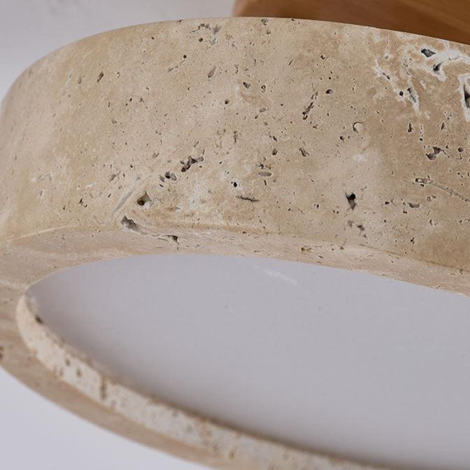 Aurelia Travertine Round LED Ceiling Light with Warm Glow