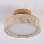 Aurelia Travertine Round LED Ceiling Light with Warm Glow