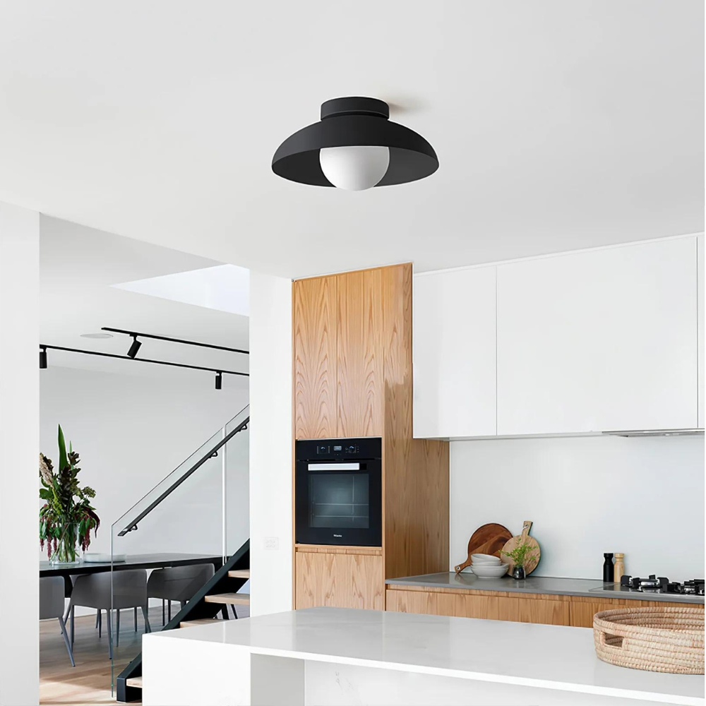 Solara Glass LED Ceiling Light with Gold Base and Soft Glow