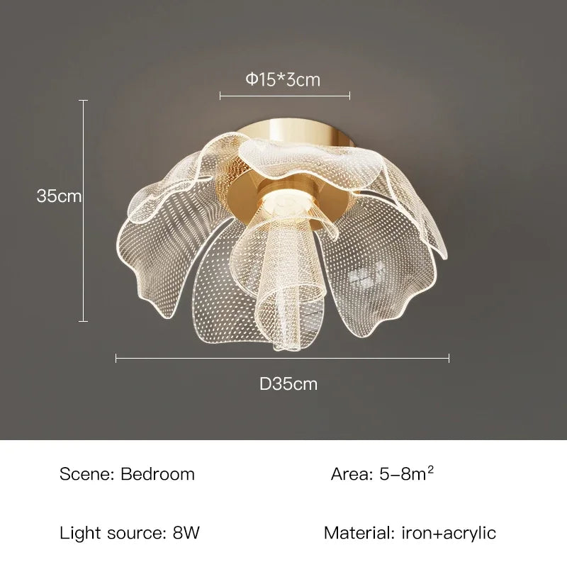PetalGlow LED Ceiling Light in Gold Flower Finish for Bedroom and Living Room