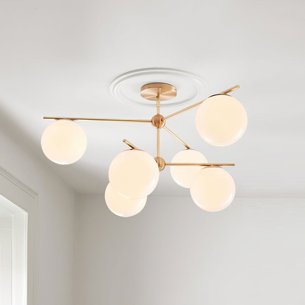Luminex Brass and Glass Chandelier with Diffused Light