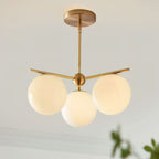 Luminex Brass and Glass Chandelier with Diffused Light