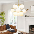 Luminex Brass and Glass Chandelier with Diffused Light