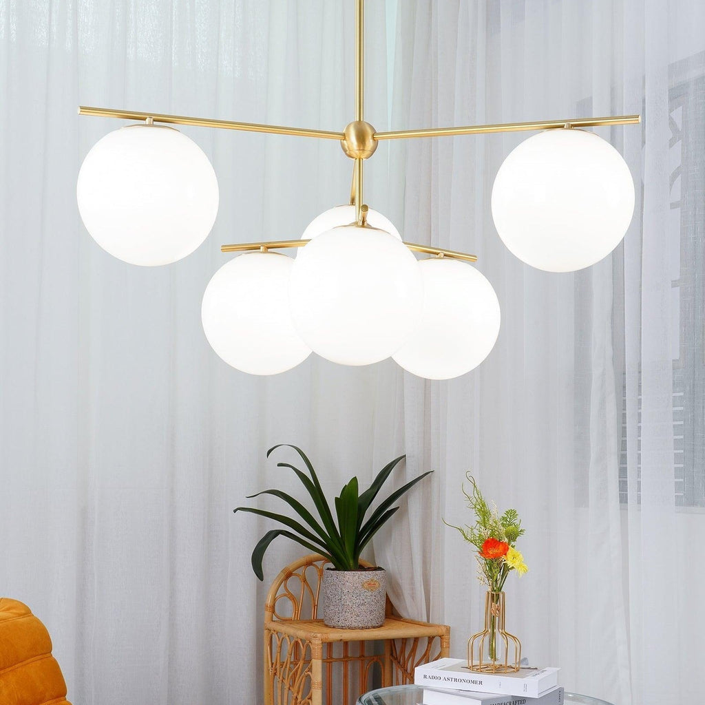 Luminex Brass and Glass Chandelier with Diffused Light