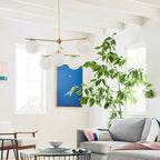 Luminex Brass and Glass Chandelier with Diffused Light