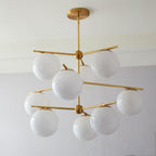 Luminex Brass and Glass Chandelier with Diffused Light