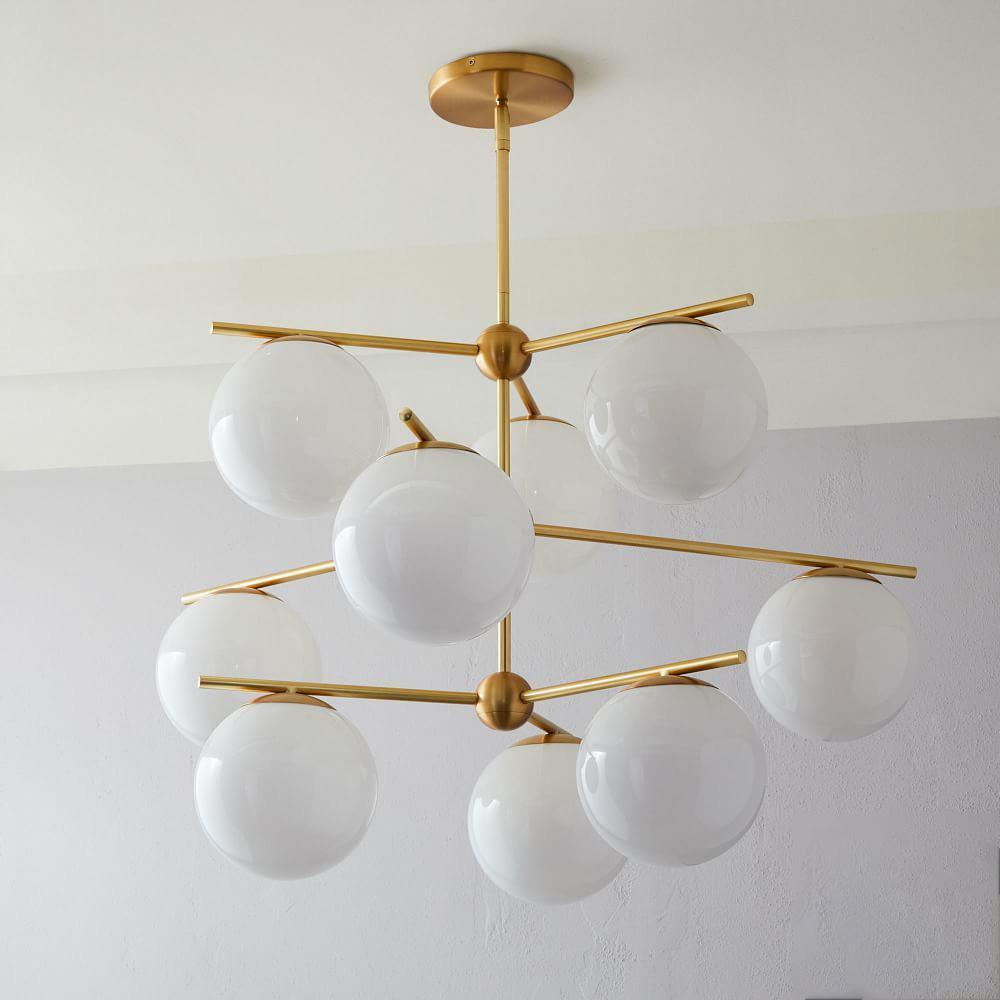 Luminex Brass and Glass Chandelier with Diffused Light