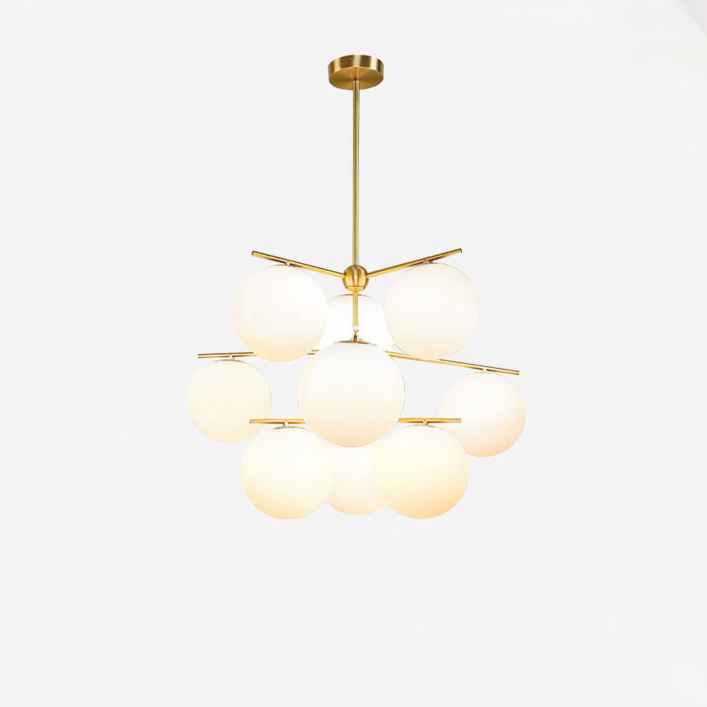 Luminex Brass and Glass Chandelier with Diffused Light