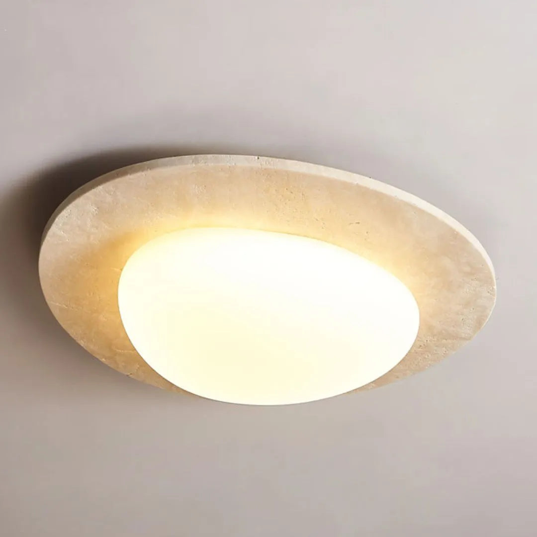 Lyra Nordic Cream Travertine Warm LED Ceiling Light