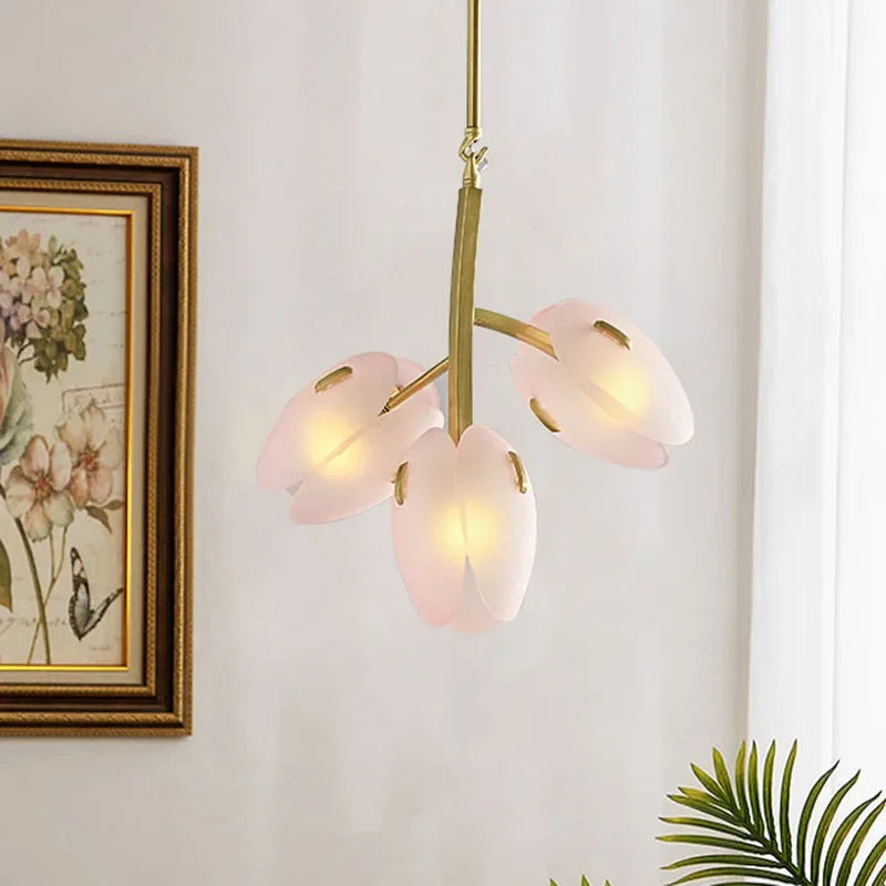 Nova Tulip Glass Ceiling Light In Soft Pink Scandinavian Design
