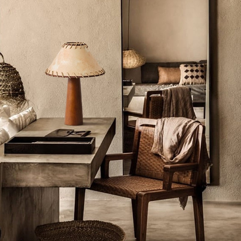 KaguraWood LED Table Lamp in Wabi Sabi Japanese Rustic