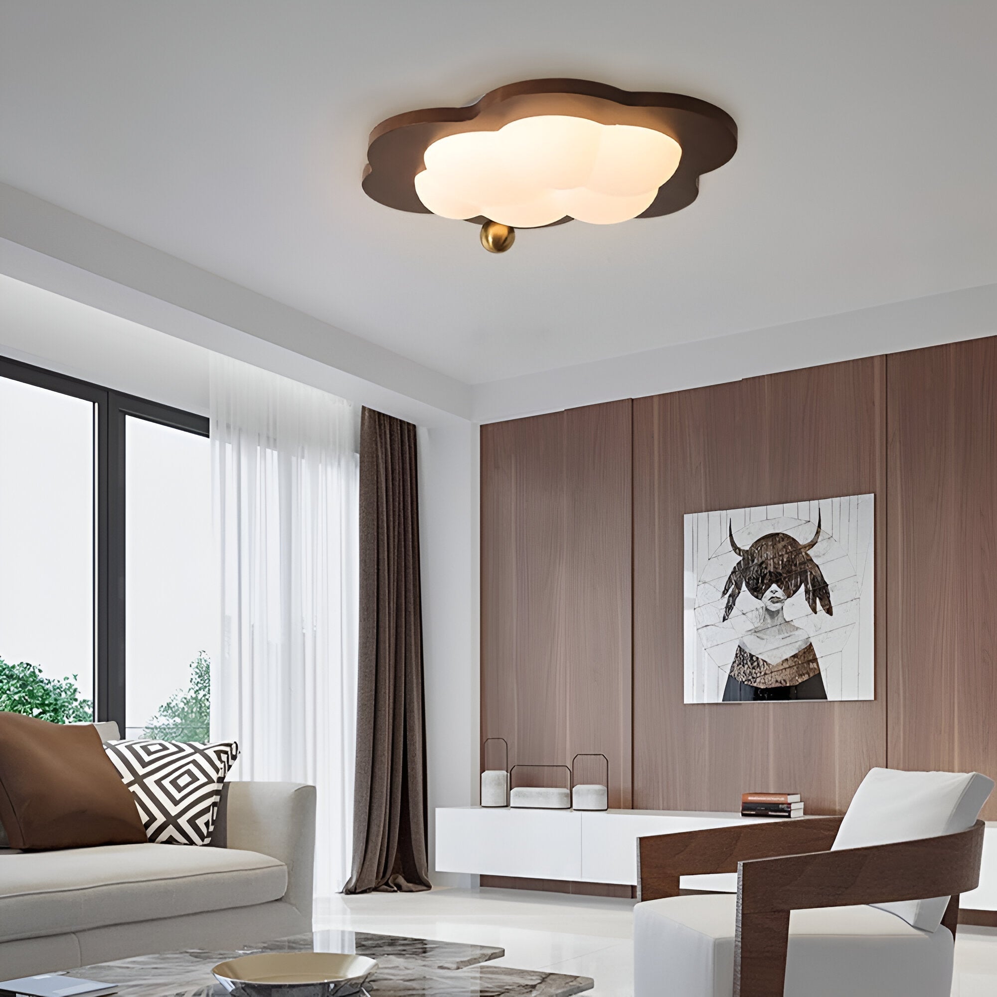NovaCrest Retro Wood LED Ceiling Light for Kids Rooms