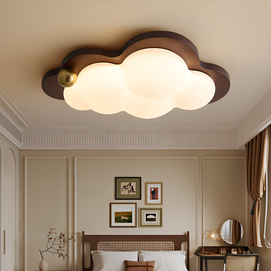 NovaCrest Retro Wood LED Ceiling Light for Kids Rooms