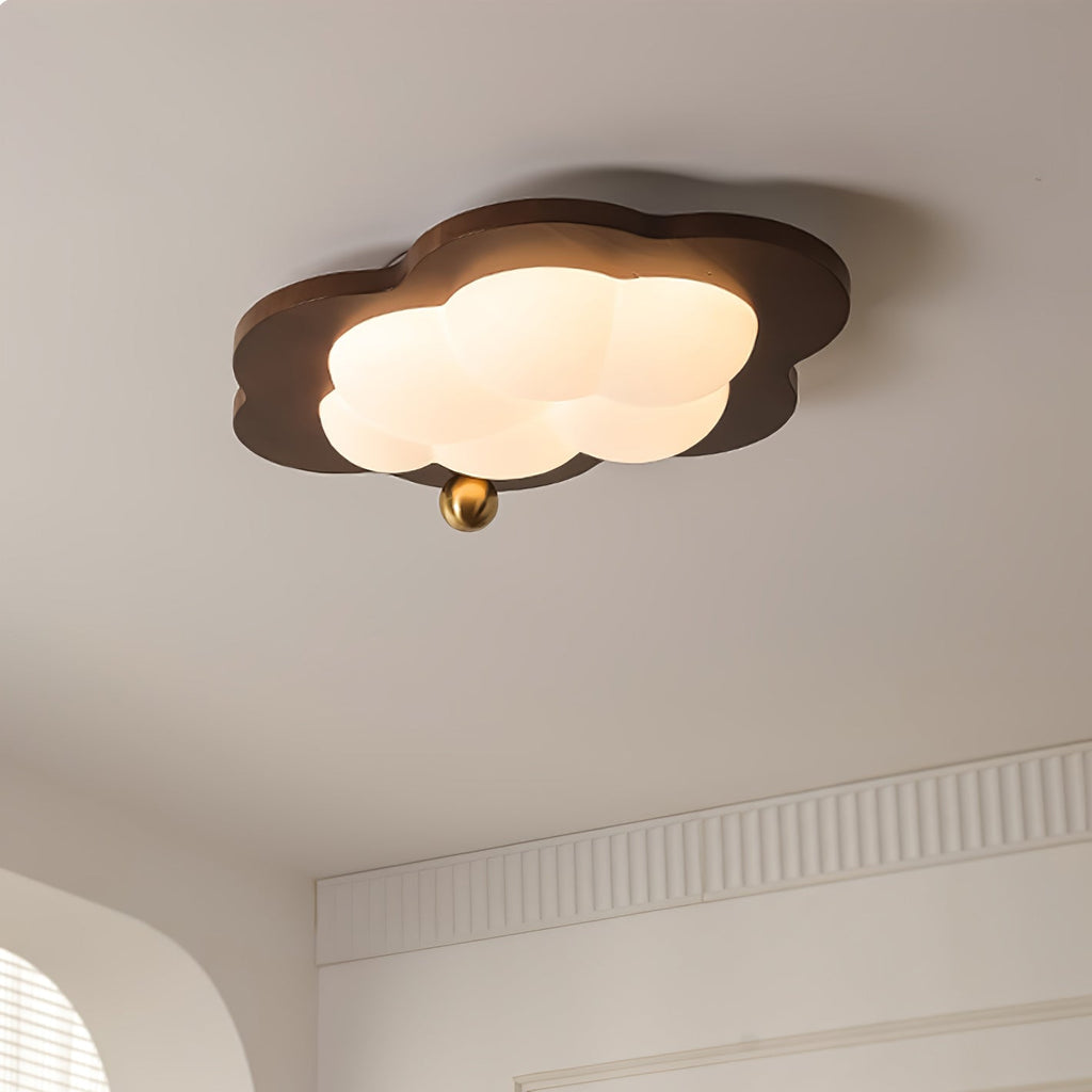 NovaCrest Retro Wood LED Ceiling Light for Kids Rooms