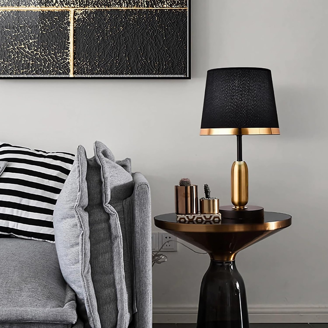 Kaelia Modern Black Fabric Shade Table Lamp for Living Rooms