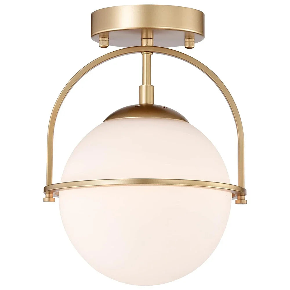Aurelia Brass Ceiling Light With Milk Glass Diffuse Glow