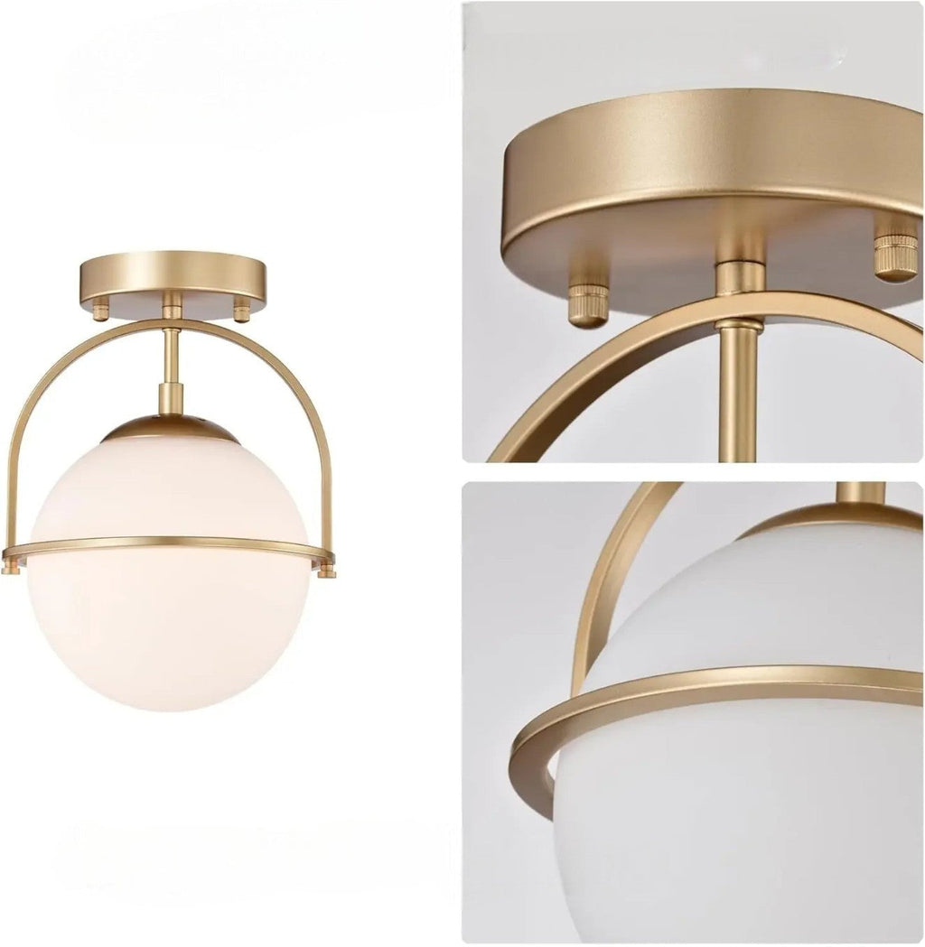 Aurelia Brass Ceiling Light With Milk Glass Diffuse Glow