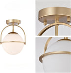 Aurelia Brass Ceiling Light With Milk Glass Diffuse Glow
