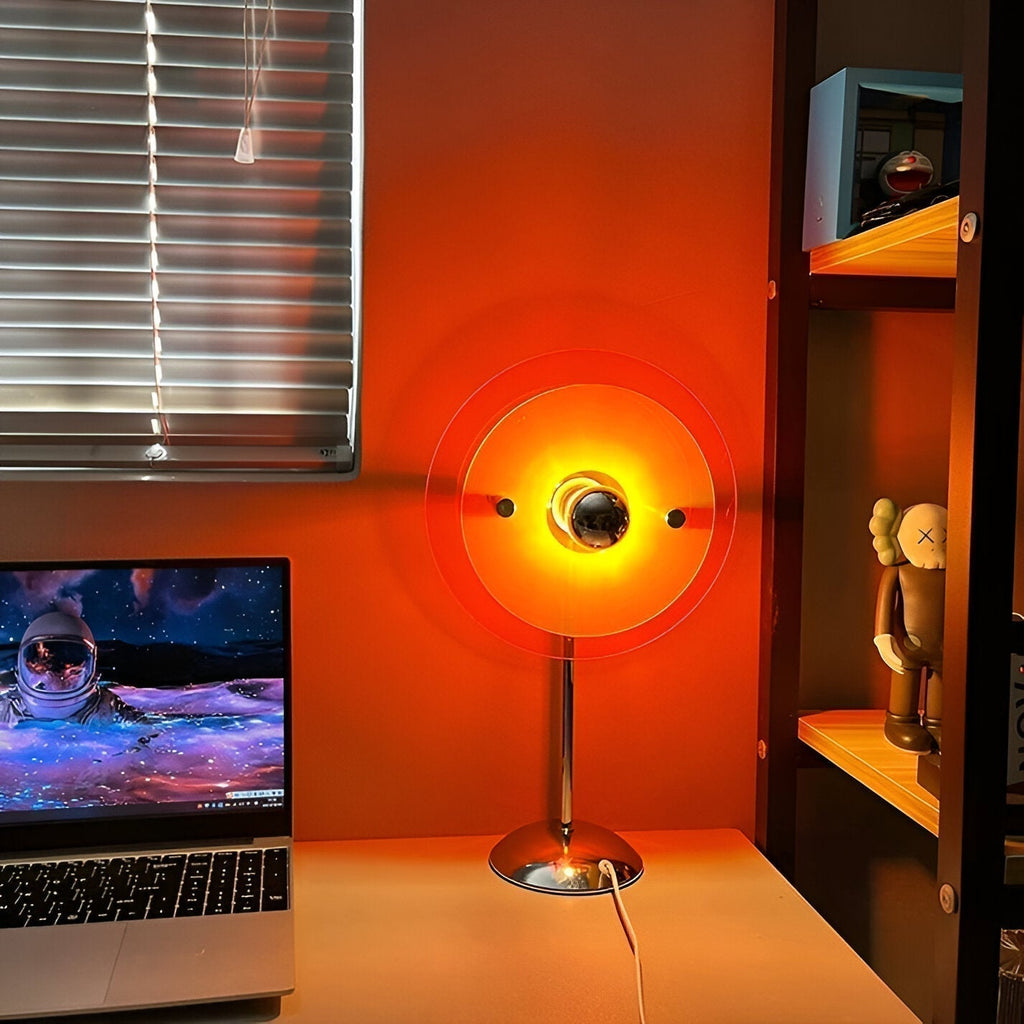 Nemsk | NovaGlo Retro Disc LED Table Lamp for Desk Dresser and Nightstand