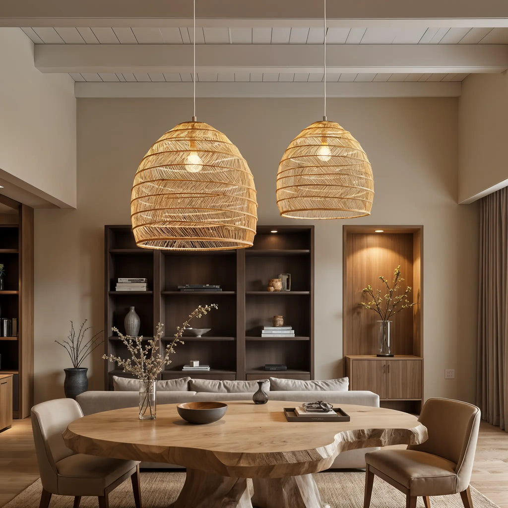 Nemsk | Aurelia Handwoven Natural Wicker Pendant Light for Dining