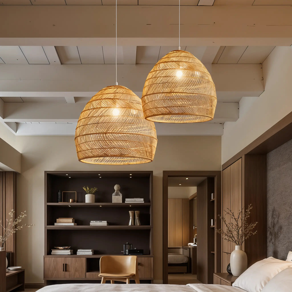 Nemsk | Aurelia Handwoven Natural Wicker Pendant Light for Dining