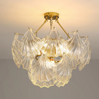 Nemsk | Lunera | Shell Glass & Metal Chandelier With Oval Shades
