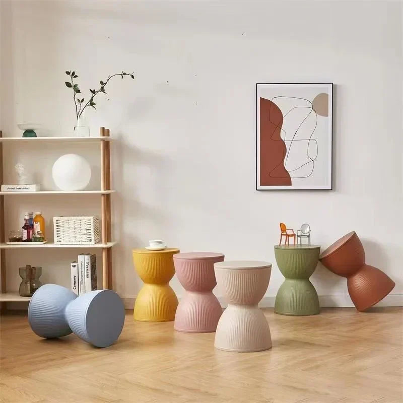 Nemsk | Lunvera Nordic Hourglass Low Plastic Stool, Multipurpose