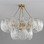 Nemsk | Lunera | Shell Glass & Metal Chandelier With Oval Shades