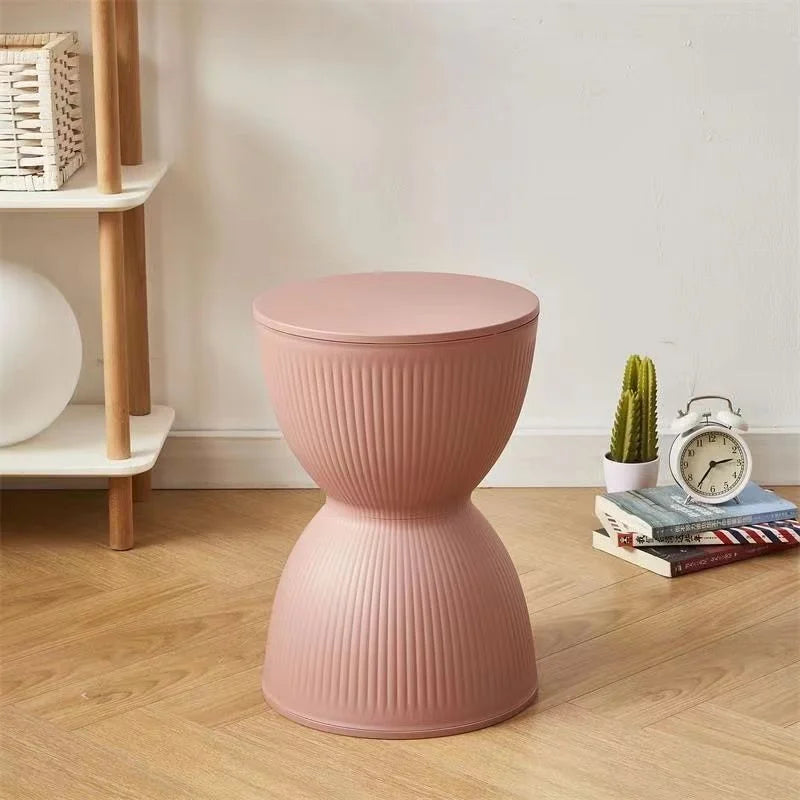 Nemsk | Lunvera Nordic Hourglass Low Plastic Stool, Multipurpose