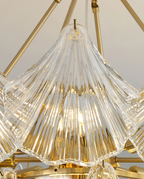 Nemsk | Lunera | Shell Glass & Metal Chandelier With Oval Shades