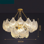 Nemsk | Lunera | Shell Glass & Metal Chandelier With Oval Shades