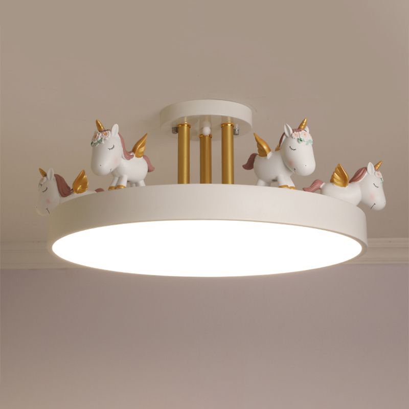 StarWhim Unicorn Kids Ceiling Light With Dimmable LED Metal And Wood