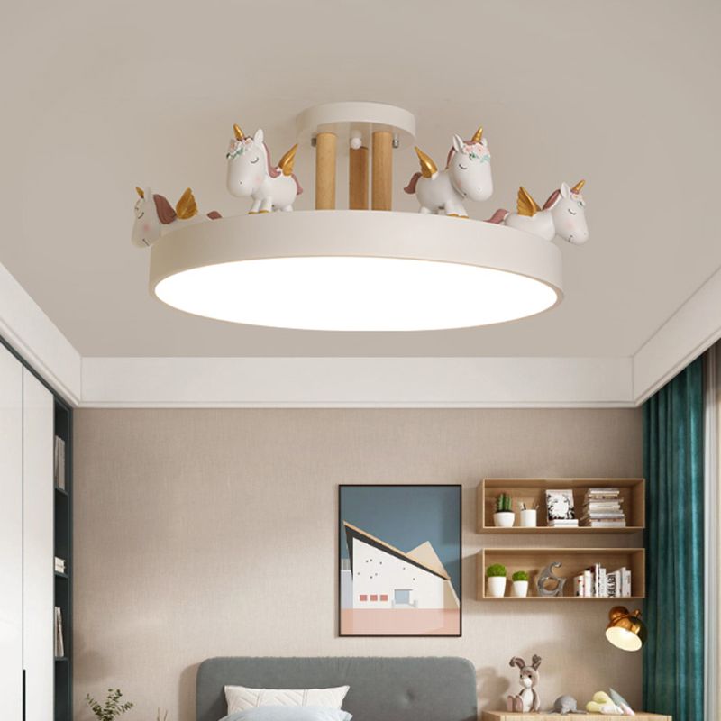 StarWhim Unicorn Kids Ceiling Light With Dimmable LED Metal And Wood