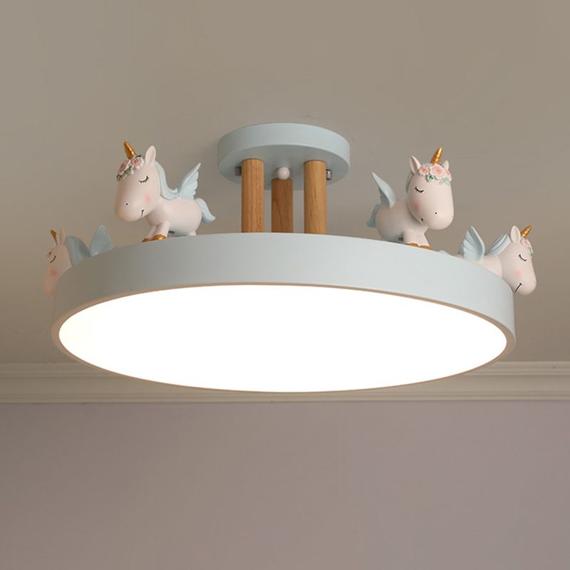 StarWhim Unicorn Kids Ceiling Light With Dimmable LED Metal And Wood