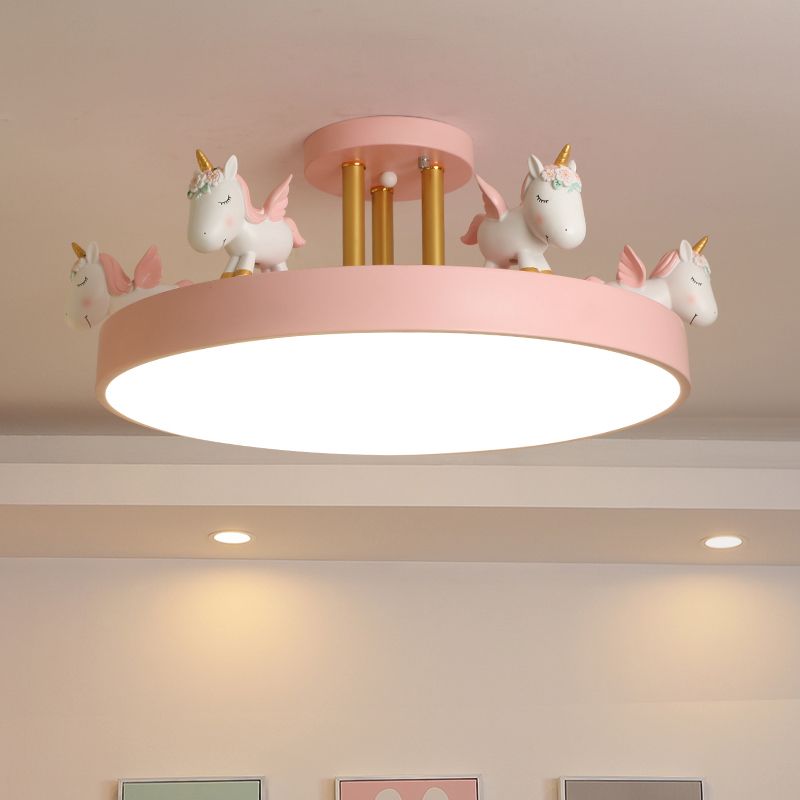 StarWhim Unicorn Kids Ceiling Light With Dimmable LED Metal And Wood