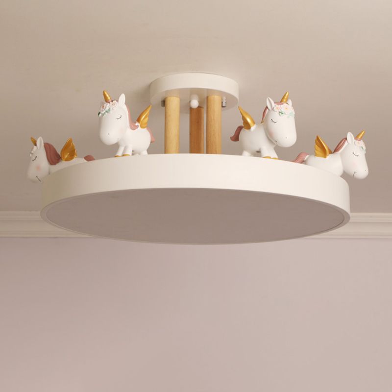 StarWhim Unicorn Kids Ceiling Light With Dimmable LED Metal And Wood
