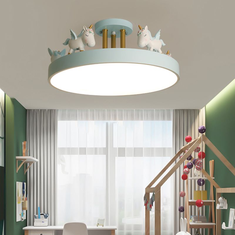 StarWhim Unicorn Kids Ceiling Light With Dimmable LED Metal And Wood