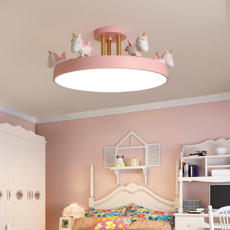StarWhim Unicorn Kids Ceiling Light With Dimmable LED Metal And Wood