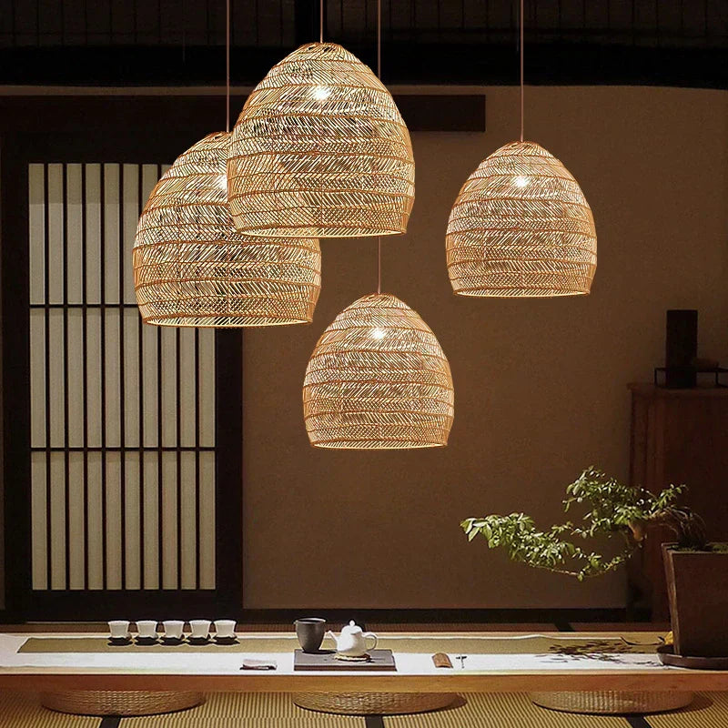 Nemsk | Aurelia Handwoven Natural Wicker Pendant Light for Dining